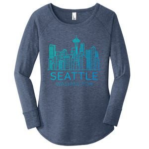 Seattle Washington Downtown Skyline Funny Gift Souvenir Funny Gift Women's Perfect Tri Tunic Long Sleeve Shirt