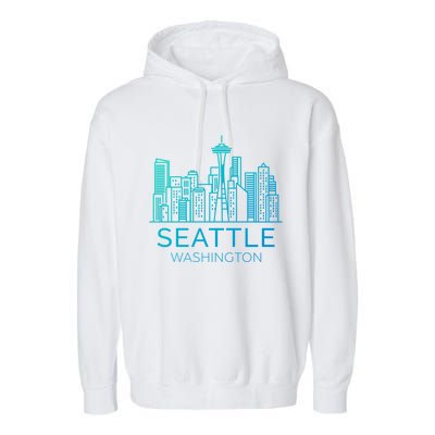 Seattle Washington Downtown Skyline Funny Gift Souvenir Funny Gift Garment-Dyed Fleece Hoodie