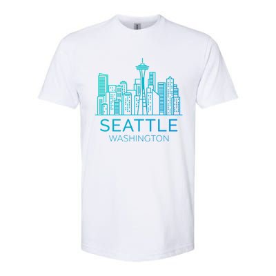 Seattle Washington Downtown Skyline Funny Gift Souvenir Funny Gift Softstyle CVC T-Shirt