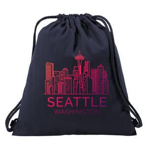 Seattle Washington Downtown Skyline Funny Gift Souvenir Funny Gift Drawstring Bag