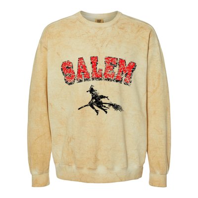 Salem Witches Design Funny Retro Vintage Halloween Colorblast Crewneck Sweatshirt