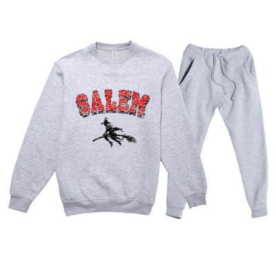 Salem Witches Design Funny Retro Vintage Halloween Premium Crewneck Sweatsuit Set