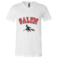 Salem Witches Design Funny Retro Vintage Halloween V-Neck T-Shirt