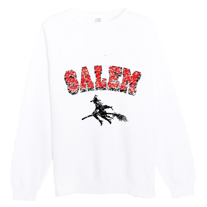 Salem Witches Design Funny Retro Vintage Halloween Premium Crewneck Sweatshirt