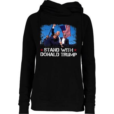 Stand With Donald Trump 2024 Womens Funnel Neck Pullover Hood