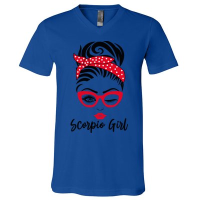 Scorpio Wink Eye Face Wink Eyes Lady Gift V-Neck T-Shirt