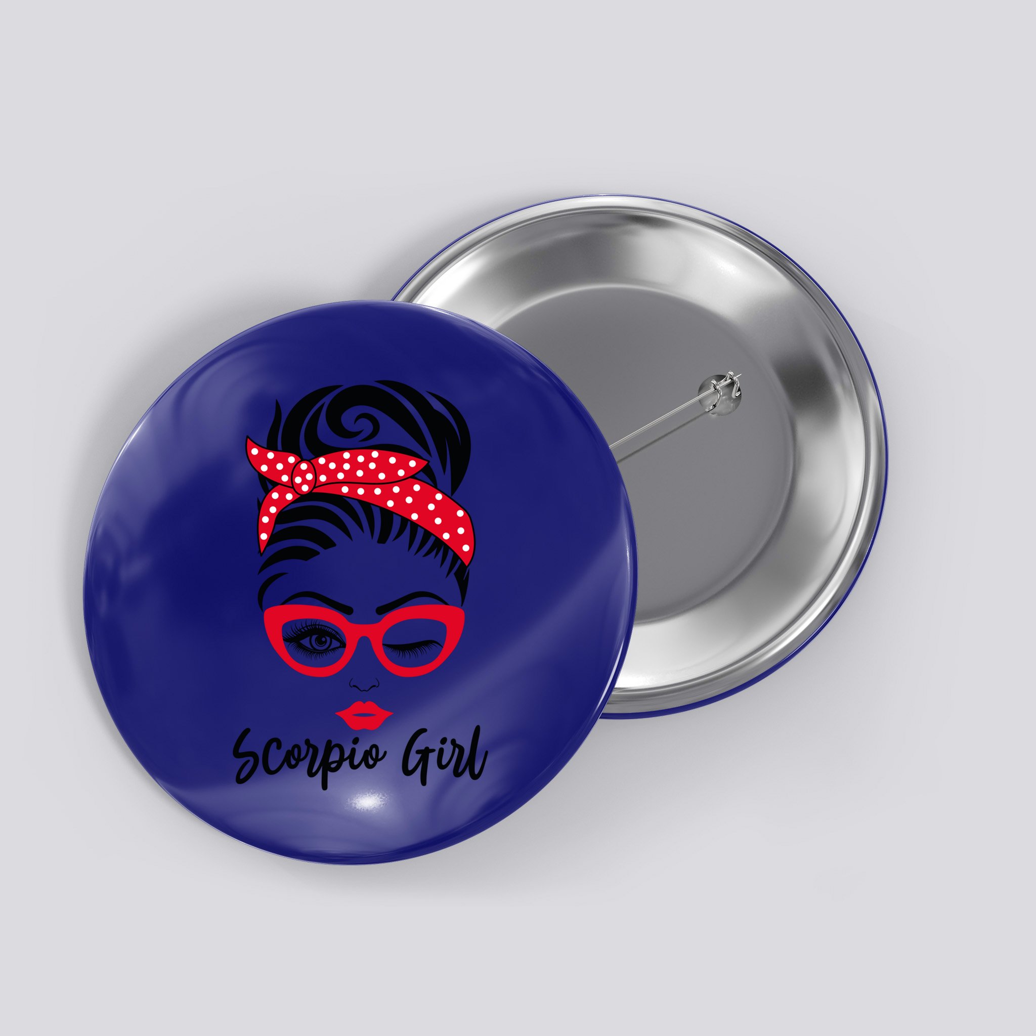 Scorpio Wink Eye Face Wink Eyes Lady Gift Button