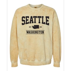 Seattle Washington Est 1851 State Map Souvenir Gift Colorblast Crewneck Sweatshirt