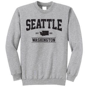 Seattle Washington Est 1851 State Map Souvenir Gift Tall Sweatshirt