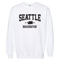 Seattle Washington Est 1851 State Map Souvenir Gift Garment-Dyed Sweatshirt