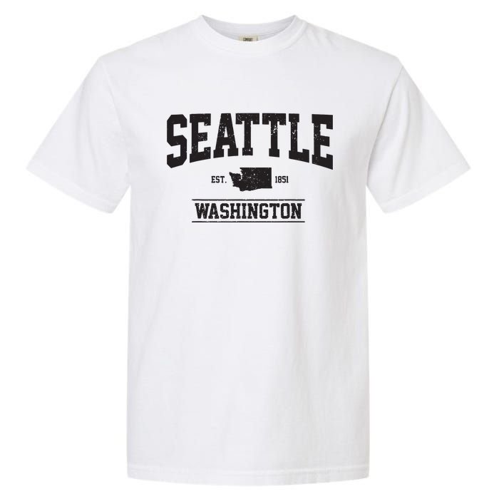 Seattle Washington Est 1851 State Map Souvenir Gift Garment-Dyed Heavyweight T-Shirt