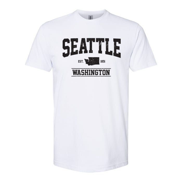 Seattle Washington Est 1851 State Map Souvenir Gift Softstyle CVC T-Shirt