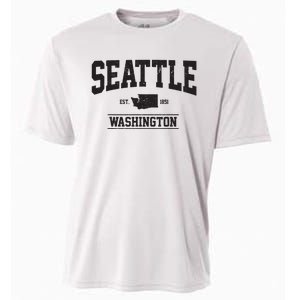 Seattle Washington Est 1851 State Map Souvenir Gift Cooling Performance Crew T-Shirt