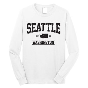 Seattle Washington Est 1851 State Map Souvenir Gift Long Sleeve Shirt