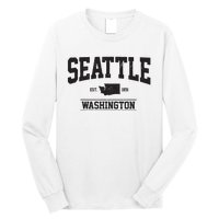 Seattle Washington Est 1851 State Map Souvenir Gift Long Sleeve Shirt