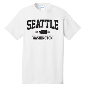 Seattle Washington Est 1851 State Map Souvenir Gift Tall T-Shirt