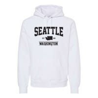 Seattle Washington Est 1851 State Map Souvenir Gift Premium Hoodie