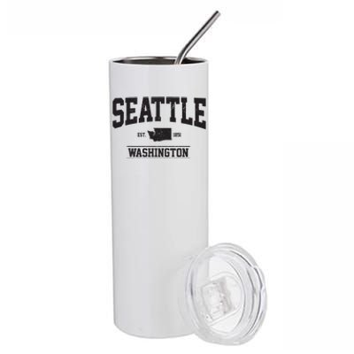 Seattle Washington Est 1851 State Map Souvenir Gift Stainless Steel Tumbler