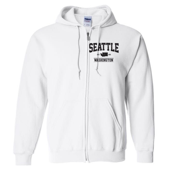 Seattle Washington Est 1851 State Map Souvenir Gift Full Zip Hoodie