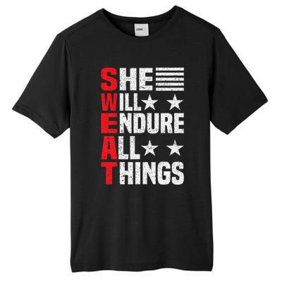 She Will Endure All Things Tall Fusion ChromaSoft Performance T-Shirt