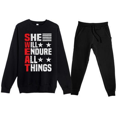 She Will Endure All Things Premium Crewneck Sweatsuit Set