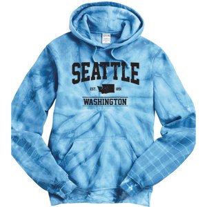 Seattle Washington Est 1851 State Map Souvenir Gift Tie Dye Hoodie