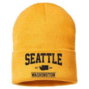 Seattle Washington Est 1851 State Map Souvenir Gift Sustainable Knit Beanie