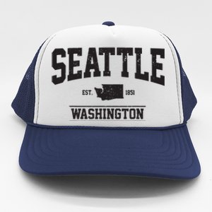 Seattle Washington Est 1851 State Map Souvenir Gift Trucker Hat