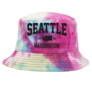 Seattle Washington Est 1851 State Map Souvenir Gift Tie-Dyed Bucket Hat