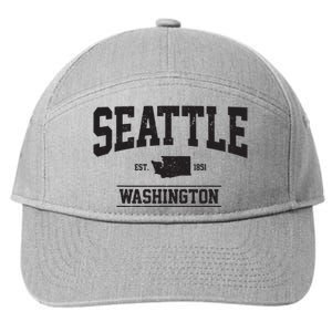 Seattle Washington Est 1851 State Map Souvenir Gift 7-Panel Snapback Hat