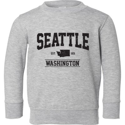 Seattle Washington Est 1851 State Map Souvenir Gift Toddler Sweatshirt
