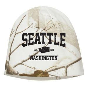 Seattle Washington Est 1851 State Map Souvenir Gift Kati - Camo Knit Beanie