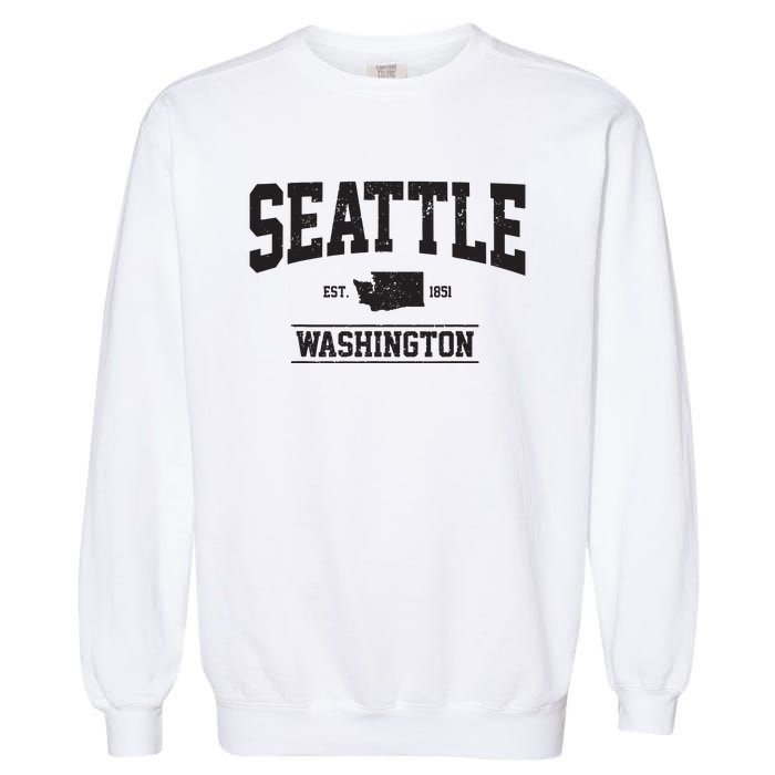 Seattle Washington Est 1851 State Map Souvenir Gift Garment-Dyed Sweatshirt