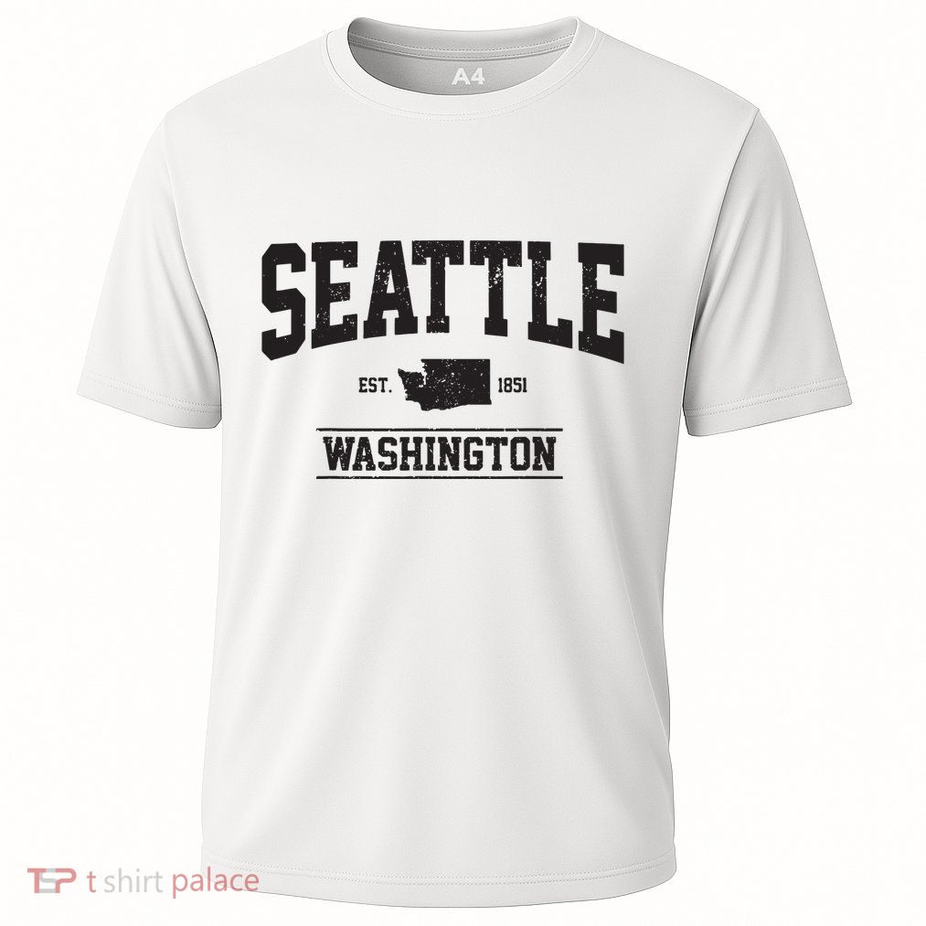 Seattle Washington Est 1851 State Map Souvenir Gift Performance Shirt