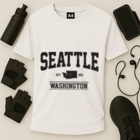 Seattle Washington Est 1851 State Map Souvenir Gift Cooling Performance Crew T-Shirt
