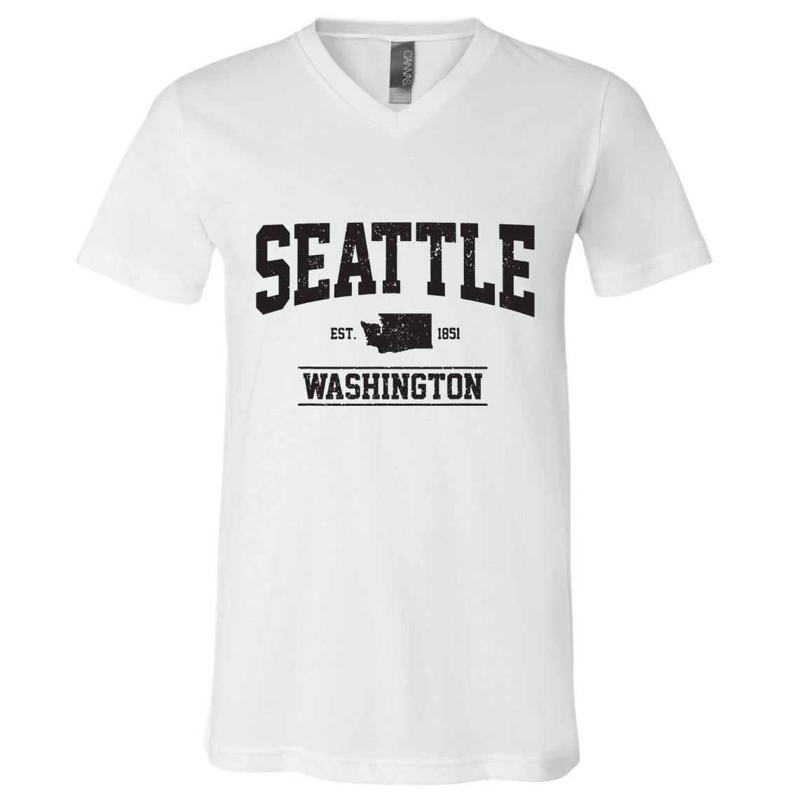 Seattle Washington Est 1851 State Map Souvenir Gift V-Neck T-Shirt