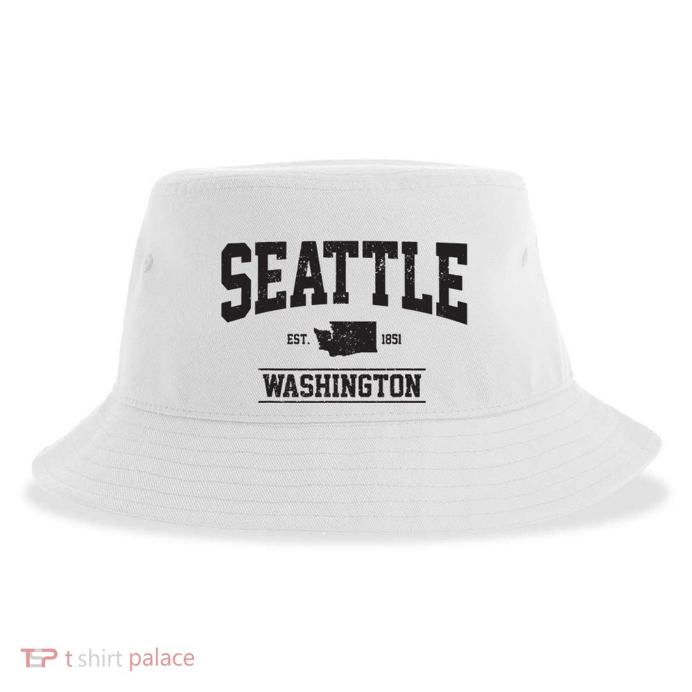 Seattle Washington Est 1851 State Map Souvenir Gift Sustainable Bucket Hat