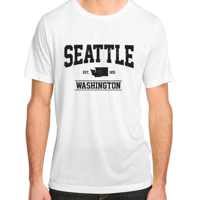 Seattle Washington Est 1851 State Map Souvenir Gift Adult ChromaSoft Performance T-Shirt