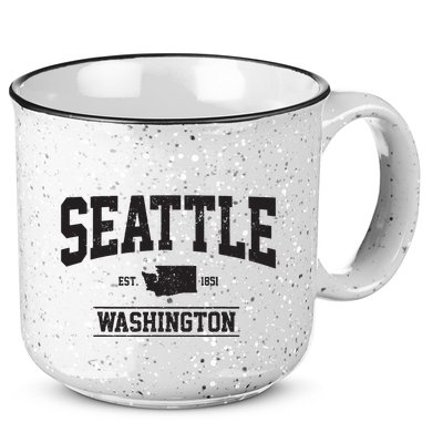 Seattle Washington Est 1851 State Map Souvenir Gift 15oz Campfire Ceramic Mug