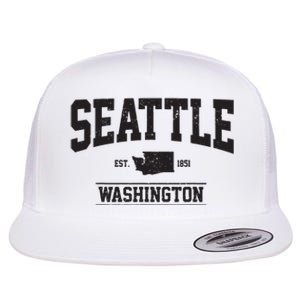 Seattle Washington Est 1851 State Map Souvenir Gift Flat Bill Trucker Hat