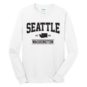 Seattle Washington Est 1851 State Map Souvenir Gift Tall Long Sleeve T-Shirt