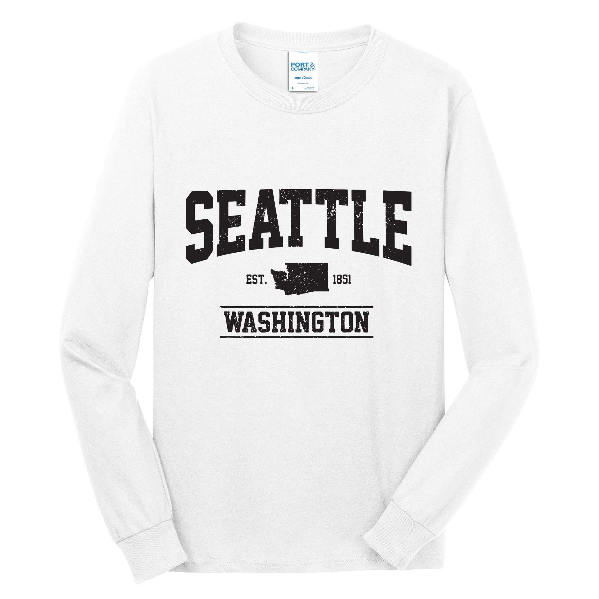 Seattle Washington Est 1851 State Map Souvenir Gift Tall Long Sleeve T-Shirt