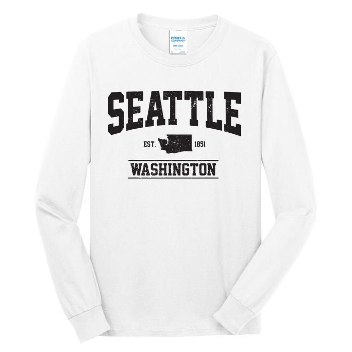 Seattle Washington Est 1851 State Map Souvenir Gift Tall Long Sleeve T-Shirt