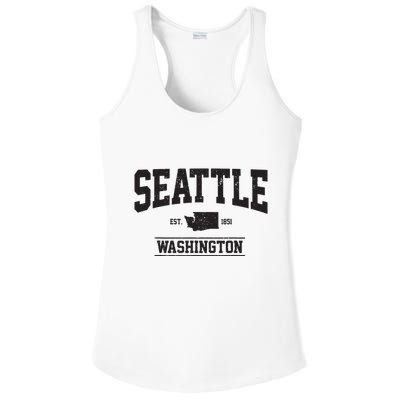 Seattle Washington Est 1851 State Map Souvenir Gift Ladies PosiCharge Competitor Racerback Tank