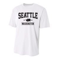 Seattle Washington Est 1851 State Map Souvenir Gift Performance Sprint T-Shirt