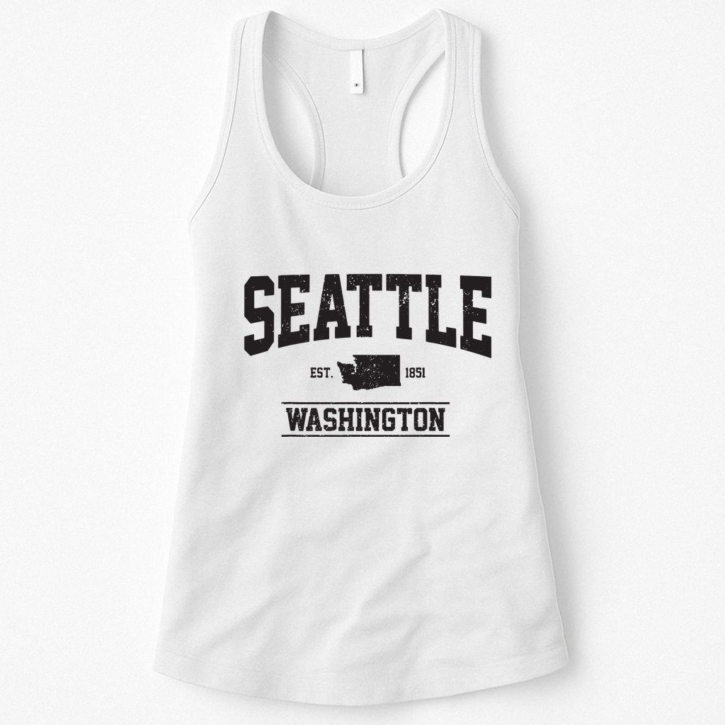 Seattle Washington Est 1851 State Map Souvenir Gift Womens Tank Top