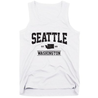 Seattle Washington Est 1851 State Map Souvenir Gift Tank Top