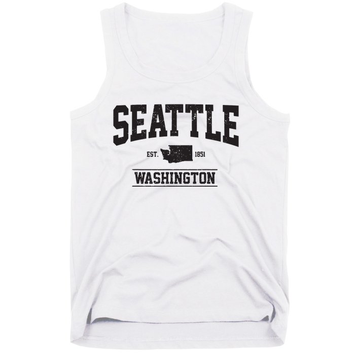 Seattle Washington Est 1851 State Map Souvenir Gift Tank Top