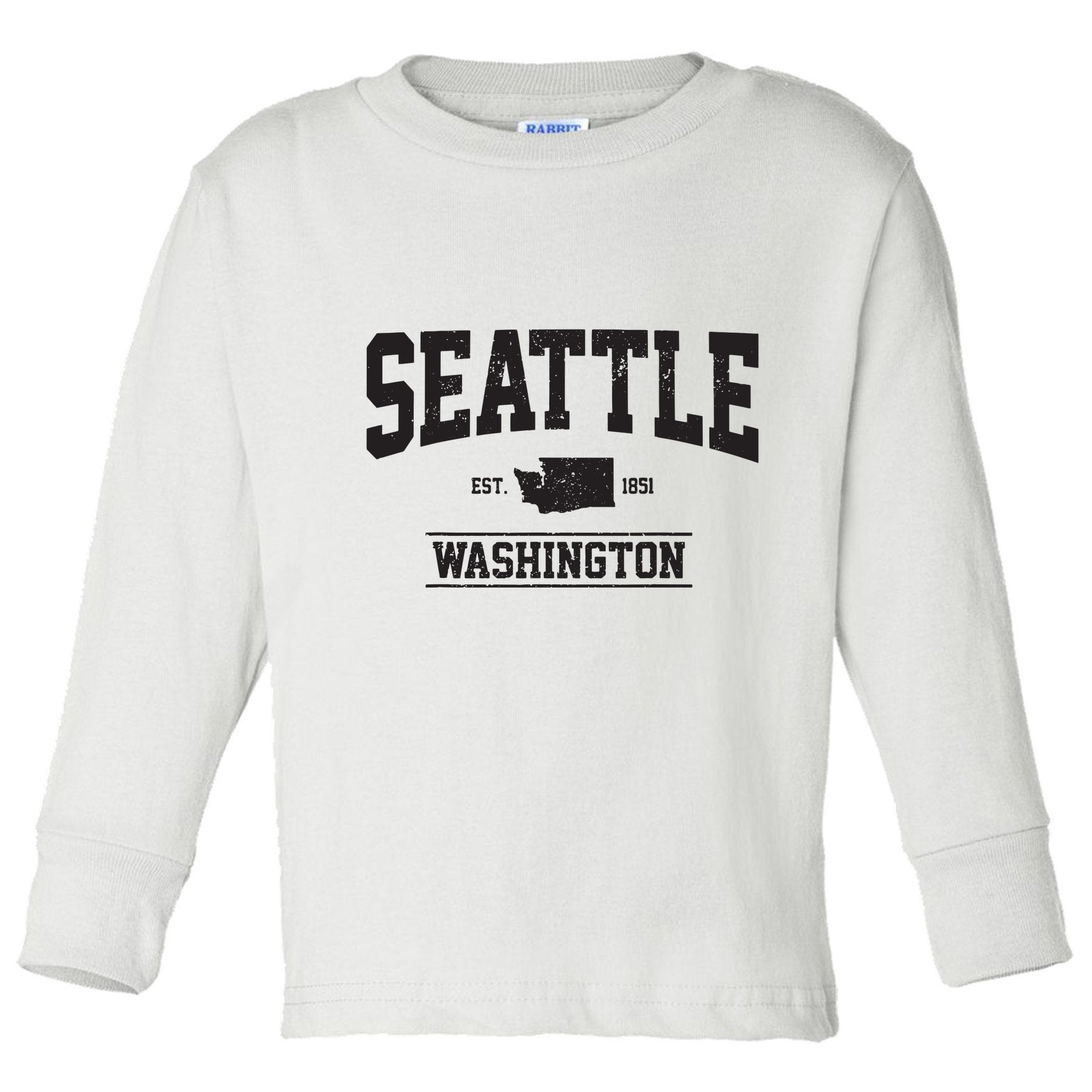 Seattle Washington Est 1851 State Map Souvenir Gift Toddler Long Sleeve Shirt