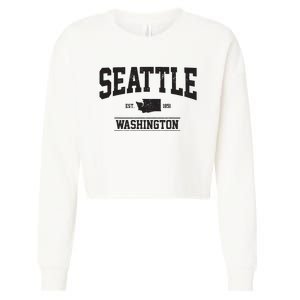 Seattle Washington Est 1851 State Map Souvenir Gift Cropped Pullover Crew